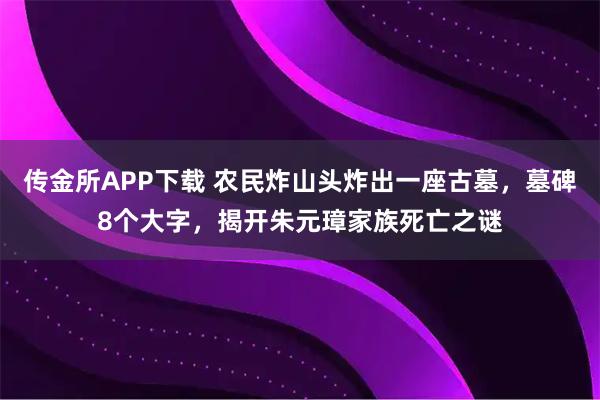 传金所APP下载 农民炸山头炸出一座古墓，墓碑8个大字，揭开朱元璋家族死亡之谜